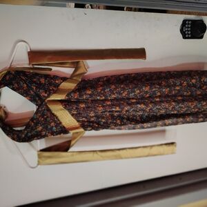 Floral Maxi Dress with Gold Accents